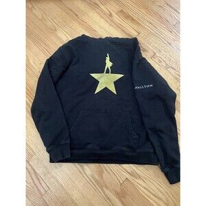 Hamilton Musical Hoodie Black Gold Star Logo Pullover Youth Large L Broadway